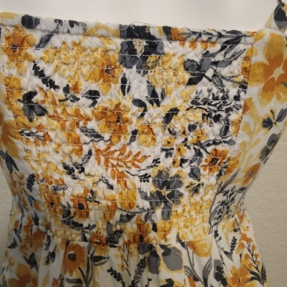 Joie Boho Spaghetti Strap Gold Floral Maxi Dress Size 2 - Picture 4 of 13